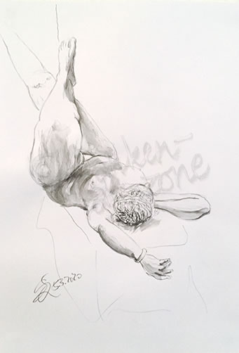 4. Aktzeichnung mit Aquarell-Graphit und Aquarellbuntstift - Preis: 110,- € ohne Rahmen