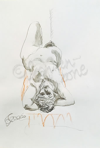 5. Aktzeichnung mit Aquarell-Graphit und Aquarellbuntstift - Preis: 90,- € ohne Rahmen