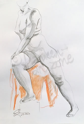 Letzte Zeichnung mit Aquarell-Graphit und Aquarellbuntstift - Preis: 120,- € ohne Rahmen